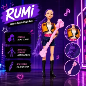 Kit 3 Bonecas Guerreiras Do K-pop Articuladas Musical Rumi - Imagem 6