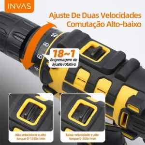 Furadeira Profissional Com Luz 2 Baterias 3/8 10mm Maleta - Imagem 6