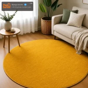 Tapete 1,00x1,00 Redondo Peludo Sala Quarto Cozinha Shaggy - Imagem 1