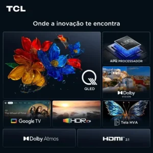 TCL, Smart TV 75" T6C, 4K QLED, Tela HVA, HDR10+ e Google TV - Imagem 3