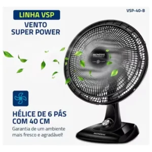 Ventilador de Mesa Super Power 40cm VSP40 B 6 Pás Mondial - Imagem 3