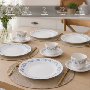 Aparelho De Jantar 20 Peças Opaline Branco Almoço E Jantar - Imagem 10