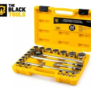 Jogo Kit de Ferramentas Manuais Chave Catraca 1/2 8 a 32mm BCS022 The Black Tools Cor Amarelo - Imagem 8