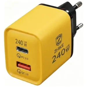 Cabo Tipo C 65W 6A Turbo Nylon Trançado 1,5m + Carregador GaN USB-C+USB-A Universal ZHIKE Carga Rápida - Imagem 3