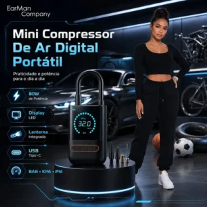 Mini Compressor De Ar Digital Para Pneus Carro Moto Bike 150psi Recarregável 4000mah - Imagem 7