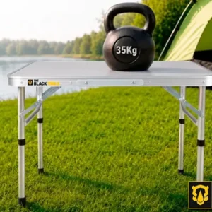 Mesa Dobrável Praia Camping Alumínio 60x45cm Vira Maleta Cor Branco e Prateado The Black Tools - Imagem 7