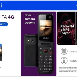 Celular Simples Flip Vita 4g Cor Preto P9227 Multi - Imagem 5