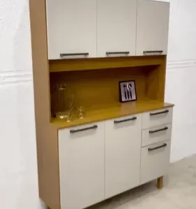 Armário de Cozinha Completa Pop Zanzini Nature/Off White 6 Portas 2 Gavetas - Imagem 2