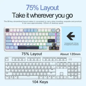 Teclado Mecânico F75 Sem Fio 75% Rgb - Imagem 13