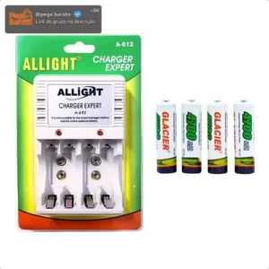Kit 4 Pilhas + Carregador De Pilhas Rápido Bivolt Aa/aaa - Imagem 1