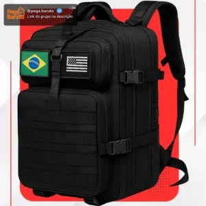 Mochila Tática Impermeável Militar Reforçada Grande 50 Litros Masculina Feminina Anne Preto - Imagem 1