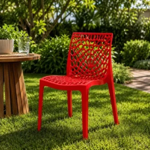 Kit 8 Cadeira Gruvyer Vermelha Moderna Ergonômica Suporta 140kg Empilhavel Resistente Feita Para Área Interna e Externa Bar Restaurante Escritório Casa Sala De Jantar Cozinha Gourmet Design Decorativo - Imagem 12