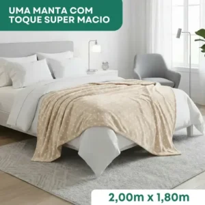 Cobertor Casal Poá 2,00x1,80 Manta Luxo Toque Extra Macio Efeito Aveludado Sofá Cama Decoração Premium Cor Bege - Imagem 7