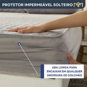Capa Colchão Impermeável Protetor Matelado Solteiro Antialérgico Antixixi Macio Silencioso E Não Esquenta Cinza - Imagem 7