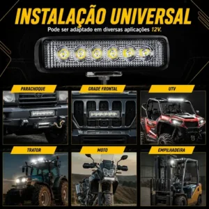 Kit 2 Farol De Milha Led Mini Barra 6 Leds 18w 12v - Imagem 9