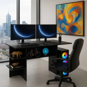 Escrivaninha Mesa Para Computador Gamer Cor Preto - Imagem 2