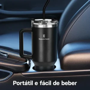 Copo Térmico Gigante 1,2l Inox Com Tampa E Inox Canudo Cor Preto Cor Pura / Material Fosco - Imagem 5