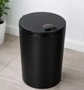 Lixeira Redonda Preta Inteligente 16L Automática com Sensor para Banheiro e Cozinha - Imagem 2