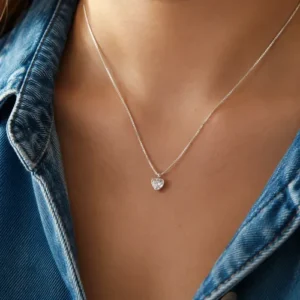 Colar De Prata 925 Ponto De Luz Coração + Caixinha Presente - Imagem 3