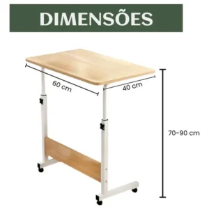 Mesa Lateral Ergonômica Multiuso Com Altura Regulavel E Rodinhas Mesinha Notebook Laptop Cama Sofá Ajustavel Cor Madeira Luvinco - Imagem 10