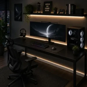 Mesa Para Setup Gamer 150cm Industrial Escritório Pés Aço - Imagem 3