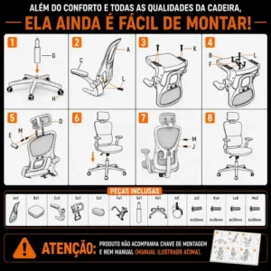 Cadeira Escritório Ergonômica Maat Brand Suporte Lombar Nr17 - Imagem 11