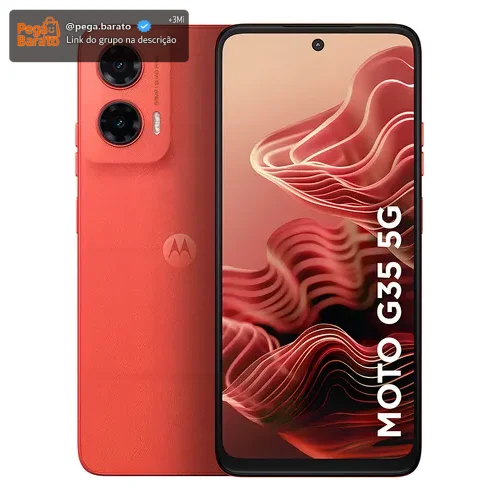 Smartphone Motorola Moto G35 5g - 256gb 4gb Ram+8gb Ram Boost e Camera 50mp Com Ai Nfc Tela 6.7 Com Superbrilho - Coral - Vegan Leather