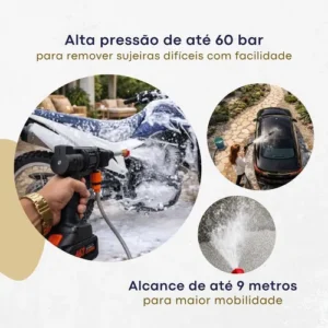 Lavadora Lava Jato Portátil Alta Pressão 2 Baterias + Maleta - Imagem 4