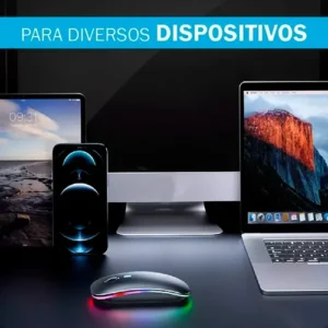 Mouse Sem Fio Recarregável Wireless Optico Led Rgb Ergonômico Sem Fio Para Pc Desktop Notebook Tablet Smartphone Preto - Imagem 9