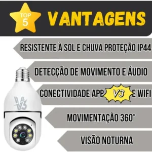 Câmera Segurança Ip Wifi 360 Lâmpada Prova Dágua Giratoria - Imagem 8