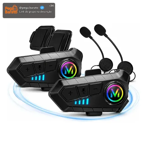 Kit 2 Intercomunicador Moto V6 Bluetooth Para Capacete