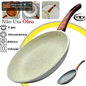 Frigideira Cerâmica 24cm Grande Premium Antiaderente Fogão Cooktop Indução Gás Elétrico Panela Frita Sem Óleo Não Gruda - Imagem 1