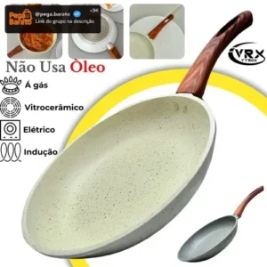 Frigideira Cerâmica 24cm Grande Premium Antiaderente Fogão Cooktop Indução Gás Elétrico Panela Frita Sem Óleo Não Gruda - Imagem 1