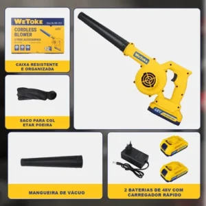 Soprador Portátil De Folhas Aspirador 2 Baterias 48v Bivolt - Imagem 9