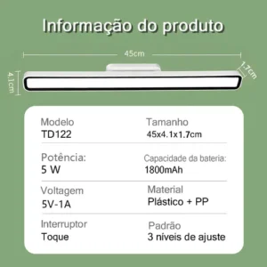 Luminária De Mesa Lampada 45cm De Led Abajur Luz Maquiagem - Imagem 7