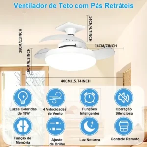 Ventilador De Teto Fansvento Com Luz 30cm Controle Remoto - Imagem 5