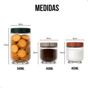 Kit 3 Potes Vidro Herméticos Gire Trava Organizador Cozinha - Imagem 6