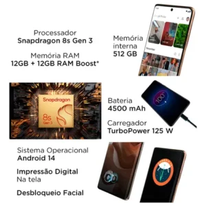 Smartphone Motorola Edge 50 Ultra 5g, 512gb 24gb Ramboost, 50mp Ultra-pixel Ai Camera, Ip68, Peach Fuzz (Novo com caixa aberta) - Imagem 4