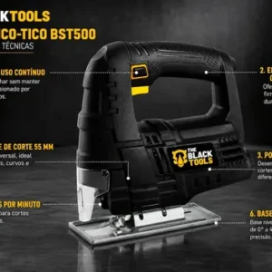 Serra Tico Tico Profissional 500w 3000 Gpm Lâmina E Protetor Bst500 The Black Tools - Imagem 4