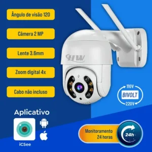 Câmera De Segurança Wi-fi Ip Prova D'água Infravermelho Hd Icsee Interna Externa HW - Imagem 5