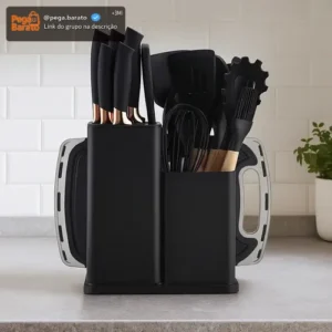 19 Peças Kit Utensilios Cozinha Tábua Em Silicone Espátula - Imagem 1
