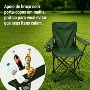 Cadeira Dobrável Para Camping E Pesca Com Suporte Para Copos - Imagem 8