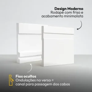 Kit 5 Barras 2m Rodapé Poliestireno Frisado 10cm Altura Alut - Imagem 6