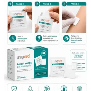 Alcool Swab 70% 1000un Saches Lencos Umedecidos Uniqmed - Imagem 5