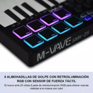 Teclado Controlador MIDI M-Vave SMK-25 25 Teclas 8 Pads Bluetooth - Imagem 9