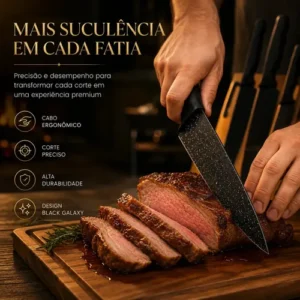 Kit Facas Inox 7 Peças Jogo para Cozinha Churrasco Conjunto Premium + Brinde Afiador De Facas Aquattro - Imagem 8