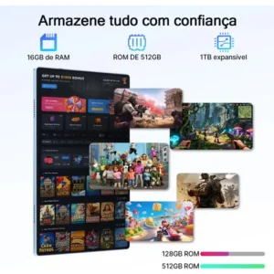Tablet A9 tab Android 15 Tablets 11.6”HD 16Gb Ram+512gb Tf 1Tb,5g Wifi,8800mAh,Octa-core,MTK6799,Parental Control,Bt5.3,Tablet Certificado Gms,Teclado de Conexão Inteligente+Mouse Bluetooth Lilás - Imagem 8