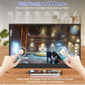 Monitor Portátil Touch 15.6'' Ips Full Hd 60hz Com Alto-falante - Imagem 4