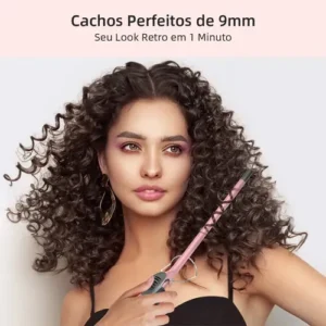 Modelador de Cachos BrisaBras 9mm Cerâmica Revestimento LCD 230°C Rosa Bivolt Duplo - Imagem 10