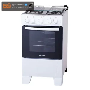 Fogão de chão Atlas Coliseum Plus A Gás 4 queimadores Branco com Mesa de Inox Porta com visor e Forno de 50 Litros - Imagem 1